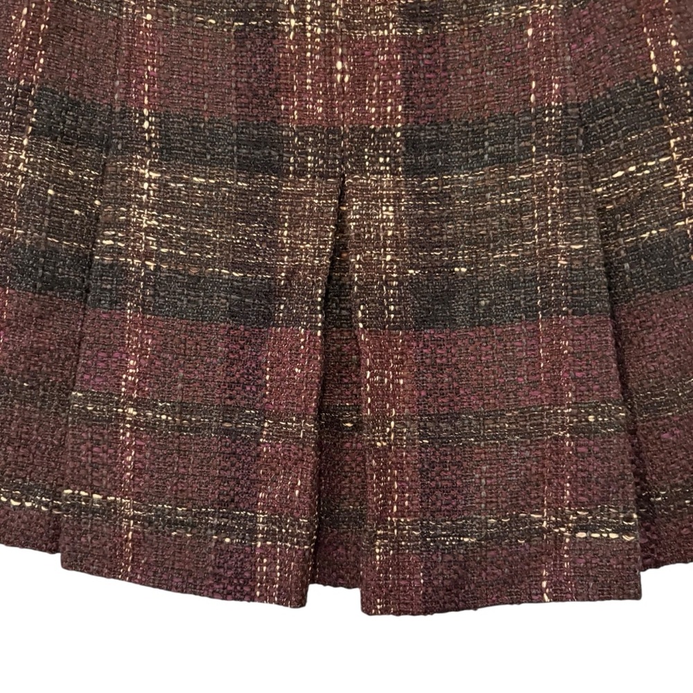 Akris Punto Multicolor Double Pleat Tweed Wool Blend Skirt, Sz 6 - Picture 3 of 13